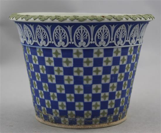 A Wedgwood Diceware three colour jasper cache pot, 19th century, 10.5cm.